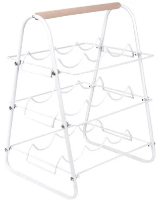 Obrázok produktu pre Kovový regál na víno – 9 fliaš – 33 x 29 x 46 cm – biela farba