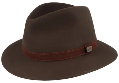 Borsalino feiner Hasenhaarhut Rustico Traveller mit Lederband in braun