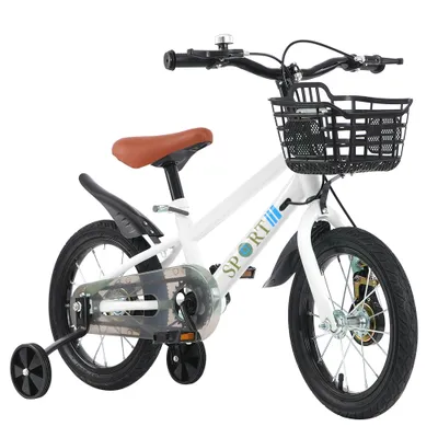 Produktbild von 16 Zoll Kinderfahrrad,Fahrrad Kinderrad mit Stützräder & Korb für ab 5-8 Jahre,Tretfahrrad Fahrrad für Schulung Outdoor Reiten,Höhenverstellbarer Sitz