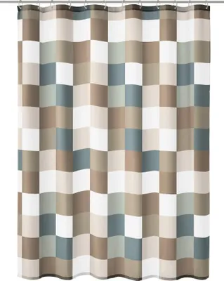 Produktbild von Kleine Wolke Duschvorhang Textil CHECK Taupe 180 x 200 cm