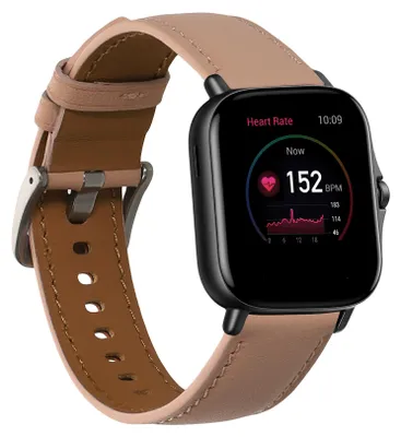 Produktbild von kwmobile Echtleder Uhrenarmband für Huami Amazfit GTR Mini / GTS 4 Mini / GTS 3 / Amazfit Active 2 / Active Edge Armband - Ersatzarmband für
