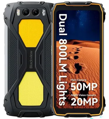 Imagen del producto de Blackview BV7300, 16,9 cm (6,67 pulgadas), 6 GB de RAM, 256 GB de almacenamiento, 50 MP, Android 14, color negro, color amarillo