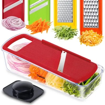 Productafbeelding van 4-in-1 multifunctionele mandoline groenteschaaf, handmatige kaasrasp, juliennesnijder