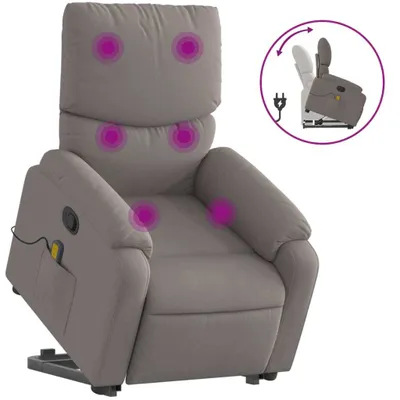 Obrázok produktu pre masážne kreslo vidaXL s asistenčným zariadením Rise Assistance Taupe Fabric