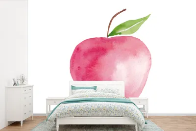 Produktbild von MuchoWow® Fototapete für Wohnzimmer oder Schlafzimmer Wandtapete Vinyl Motivtapete Apfel - Obst - Weiß - 330x220 cm - Fototapeten
