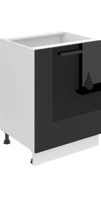 Produktbild von Belini Unterschrank Küche, Küchenunterschrank 60 cm Breite. SD Küchenunterschrank ohne Arbeitsplatte. Küchenschrank mit 1 Tür, Schwarz Hochglanz