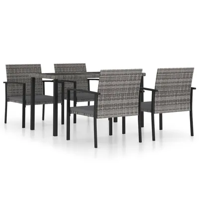 Image de vidaXL Ensemble de jardin 5 pièces Poly rotin gris