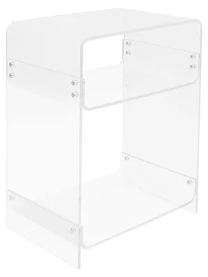 Immagine prodotto di Tavolino in acrilico - Tavolino da salotto - Rettangolare, a 3 ripiani con vano portaoggetti - Design moderno e minimalista - Pannelli in acrilico da 8 mm - Trasparente