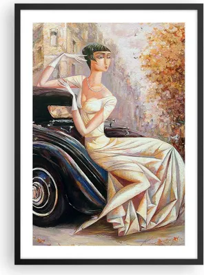 Produktbild von Gerahmtes Poster - Schwarzer Rahmen - frau retro stil - 50x70 cm - Wand Bild - Wanddeko - Wandbilder - Kunstposter - Wandposter - Bilderrahmen - Bilder - Kunstdruck - Wandbild - P2BPA50x70-3467