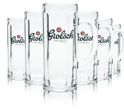 Produktbild von 6x Grolsch Bierglas 0,5l Bierkrug Humpen Seidel Gläser Set Brauerei Niederlande