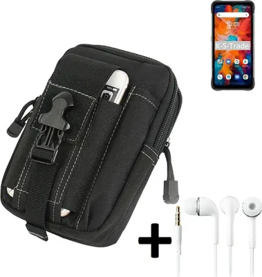 Produktbild von K-S-Trade Gürteltache + Kopfhörer kompatibel mit UMIDIGI Bison X10 Pro Gürtel Tasche Holster Schutz Hülle Handy Hülle  schwarz inkl. Extrafächer