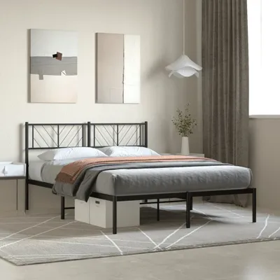 Produktbild von "2026 Moderne" Bettgestell mit Kopfteil Metall Schwarz 160x200 cm - Bettrahmen mit Lattenrost Klassische Betten Jugend CC7597594