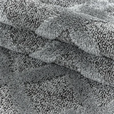 Image de Ayyildiz | Tapis Moderne Pisa 3D - 80 cm x 250 cm - Gris - Design Géométrique Élégant