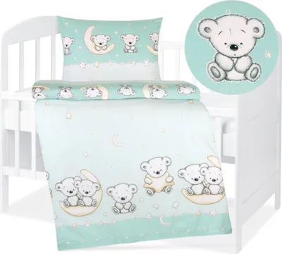 Produktbild von Kinderbettwäsche aus Baumwolle - 90x135 cm, 45x60 - mint