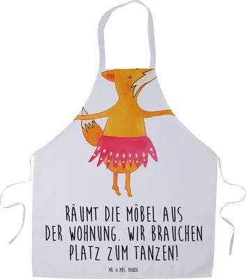 Produktbild von Mr. & Mrs. Panda Schürze Fuchs Ballerina - Weiß - Geschenk, Kochschürze, Geburtstag, Grillschürze, Küchenschürze, Feier, Kellnerschürze, Tanzen, Party, Grill