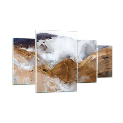 Produktbild von Bilder auf glas - 4 Teile - Berge Wolken Landschaft - 160x90cm - Glasbilder - Wandbilder - Bilder - zum Aufhängen bereit - Wanddekoration aus Glas - Glas Bilder - Wandbild auf Glas - GDL160x90-4711