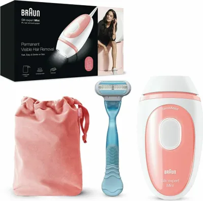 Produktbild von Braun Silk-expert Pro Silk-expert Mini, Pink, Weiß, Lichtimpulstechnologie (IPL), Abdomen, Achsel, Bikini, Jaw line, Oberlippe, Puls, 0,6 s