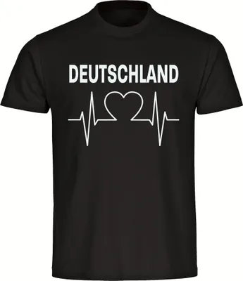 Produktbild von multifanshop Kinder T-Shirt - Deutschland - Herzschlag, schwarz, Größe 176