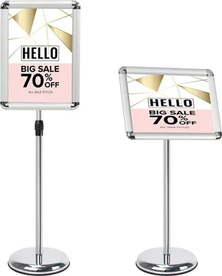 Produktbild von Famanu Posterstand A3 Aluminium, höhenverstellbar, für Innen und Außen - Silber