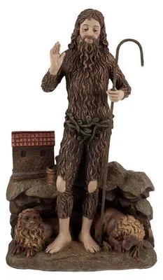 Heiligenfigur St. Onofre, handbemalt, Harz, 20 cm