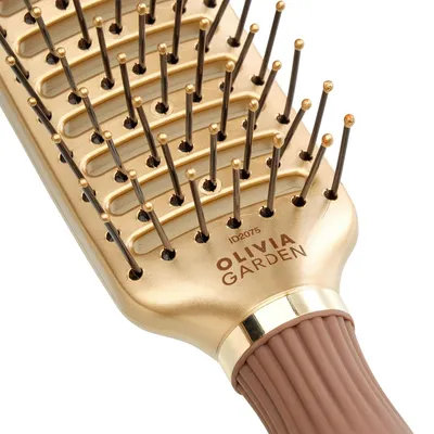 Image de Brosse à cheveux professionnelle Olivia Garden poils en nylon or&marron pour un soin optimal