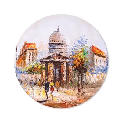 Produktbild von MuchoWow® Mauspad Mousepad Gemälde - Stadt - Öl 20x20 cm - Mousepads - Maus Mat - Pad - Mausunterlage - Schreibtischmatte