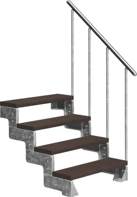 Produktbild von Dolle Außentreppe Gardentop 72-88cm Geschosshöhe mit Trimax dunkelbraun 100cm breit mit Geländer