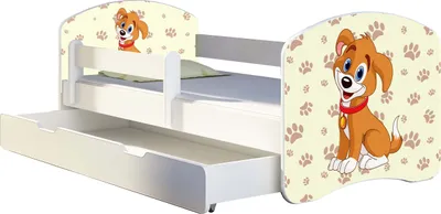 Immagine prodotto di ACMA letto per ragazzi letto per bambini completo di rete a doghe con protezione anticaduta bianco 11 cuccioli 160x80 + rete