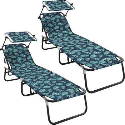 Immagine prodotto di vidaXL Lettino prendisole pieghevole, 2 pezzi, tessuto Oxford, multicolore