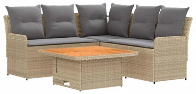 Produktbild von vidaXL Möbelsets mit Kissen 4 pcs Beige und Hellgrau PE-Rattan