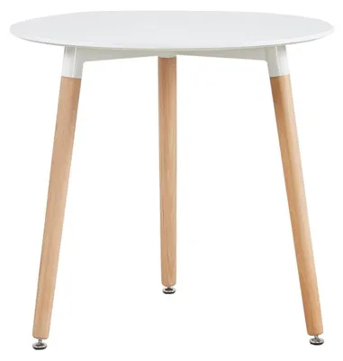 Productafbeelding van Ronde Scandinavische eettafel, hout, 80 x 72 cm, wit