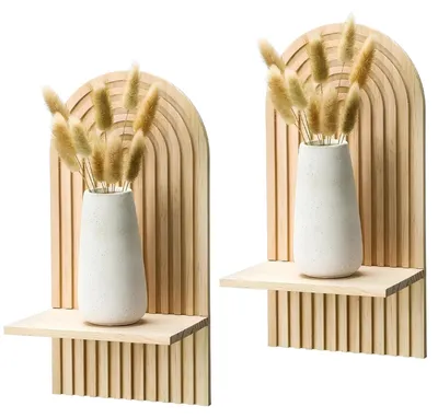 2er-Set Holz-Wandregal Boho-Regenbogen, 35x18 cm