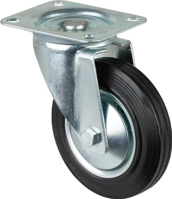 Produktbild von BS Rollen Transportrolle, Lenkrolle, Rad-Ø 160 mm, Tragf. 135 kg, Gummi schwarz, Bauhöhe 195 mm, Rollenlager