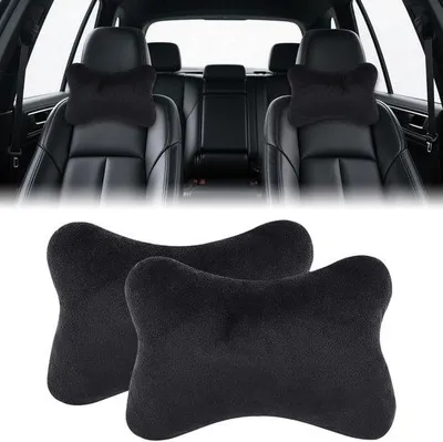 Produktbild von 2 Stück weicher Nackenstütze für Auto, universell einsetzbar, schwarz