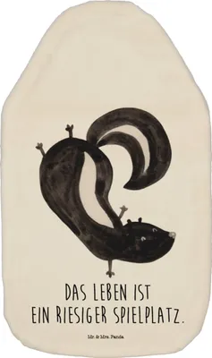 Produktbild von Mr. & Mrs. Panda Wärmflasche Stinktier Handstand - Weiß - Geschenk, Wildtier, Skunk, wärmebeutel, Raubtier, mit Bezug, Wärmekissen, gummi, Stinker, Bettflasche