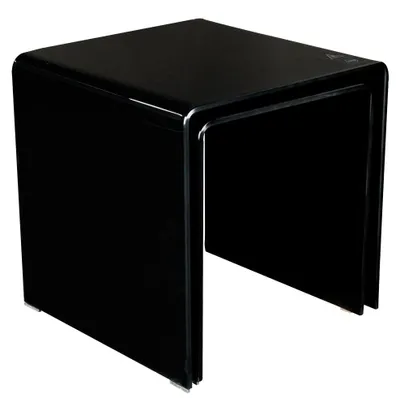 Produktbild von 2er Set Beistelltisch, Glas, schwarz, H 39-42 cm