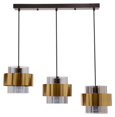 Image de Suspension moderne au-dessus de la table à manger SPIEGA - 3xE27, 60W, noir / laiton