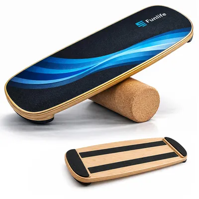 Zdjęcie produktu dla FunLife Balance Board WAVE wykonana z drzewa brzozowego z rolką – deska do treningu równowagi, idealna do wzmacniania mięśni brzucha, poprawy koordynacji oraz treningu surfingu, skateboardu i snowboardu