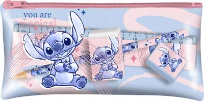 Produktbild von Kids Euroswan | Federmäppchen Lilo&Stitch - 18 x 9 cm - Bunt - Mit 4 Schulutensilien - Original Lizenzprodukt