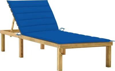 Produktbild von Sonnenliege mit Königsblauer Auflage Imprägniertes Kiefernholz