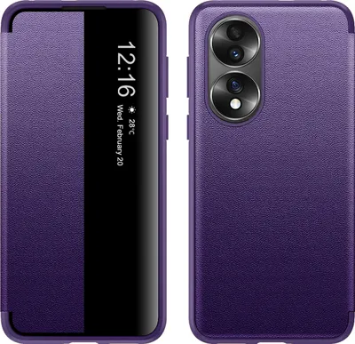 Image de Étui pour Honor 70 étui fin en cuirPolyuréthaneavec fenêtre d'affichage Violet