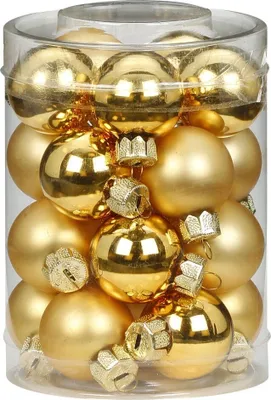 Produktbild von Weihnachtskugeln Glas 3cm, 20 Stück, Farbe:Inkagold glanz / matt
