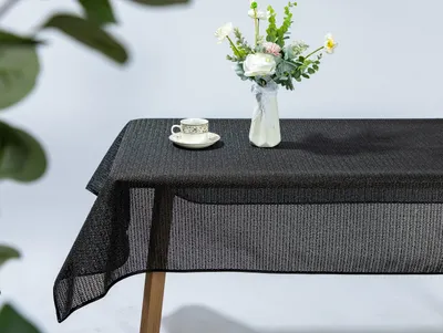 Produktbild von Tokio Weichschaum Tischdecke mit Paspelband, Garten, Balkon, Terrasse,Schwarz, (Oval180x140cm)
