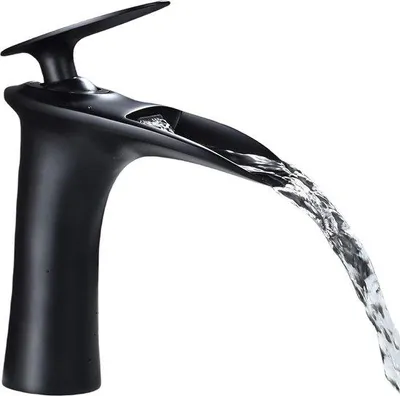 Obrázok produktu pre Kúpeľňová batéria Waterval – jednopáková – teplá/studená voda – umývadlová batéria – jednopáková hlavica – mosadzná batéria – matná čierna – kryt LK61106