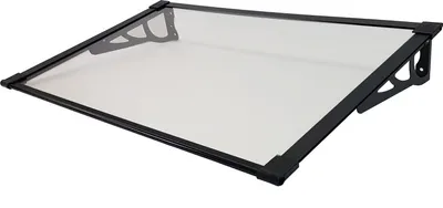 Produktbild von Vordach 120 x 80 cm schwarz Haustürdach Haustür Pultvordach Kunststoff Alu