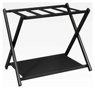 Produktbild von Gepäckständer für alle Koffergrößen, klappbarer Kofferhalter mit Stoffauslegefläche, einfach zu montieren für Schlafzimmer, Wohnzimmer, Hotel, Schwarz