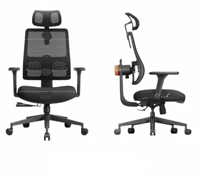Obrázek produktu pro Ergonomická kancelářská židle, černá – vysoká opěradlo s automatickou bederní opěrkou a 3D područky