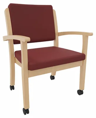 Produktbild von Schwerlaststuhl Alexander XXL auf Rollen – Stabiler Stuhl mit Armlehnen für Adipositas bis 250 kg.Stoffbezug:Kunstleder Nessi Bordeaux,Sitzhöhe:58,5cm