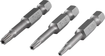 Immagine prodotto di Set di punte a stella TORX con foro di sicurezza TX10 TX15 TX20 Wolfcraft 3 pz. 50 mm