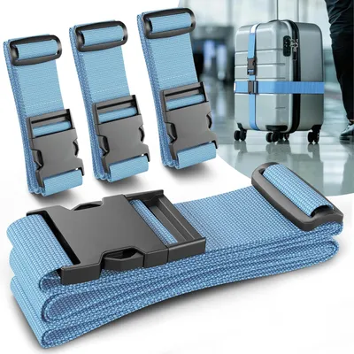 Produktbild von Kofferbanden Set 4-teilig, Verstellbar, 120-200 cm, Blau, fuer Reise